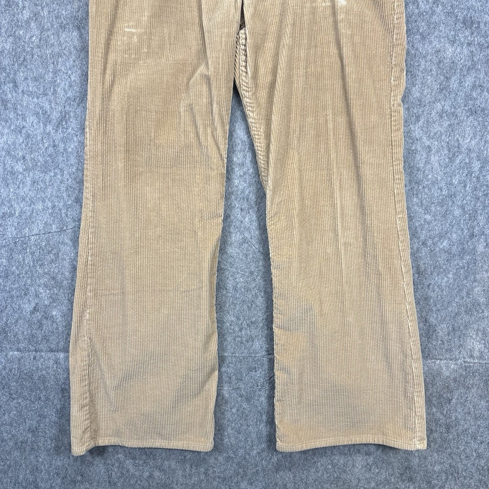 Vintage 1970s Levi's Corduroy Flare Pants 33x29 Tan Talon Zip USA Distressed - Picture 3 of 16